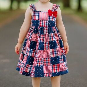 Gymboree Red and Blue Patchwork Sundress with Bow